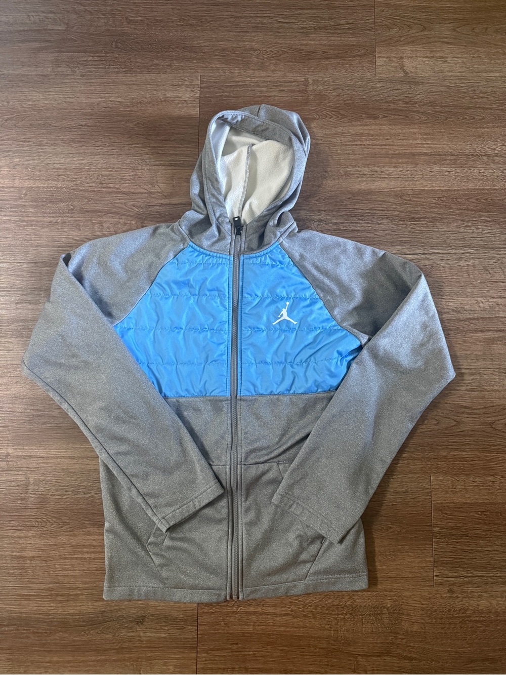 Vintage Jordan kids Gray and Blue Hooded Zip Jacket